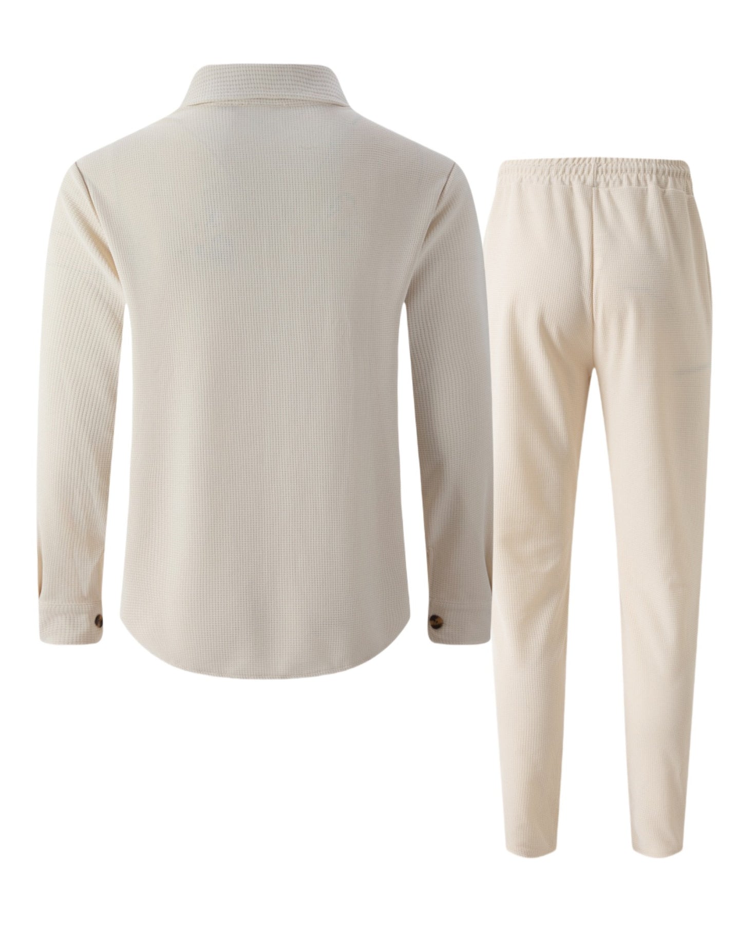 Novo conjunto de calças de manga comprida waffle solidcolor masculino de alta qu