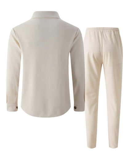 Novo conjunto de calças de manga comprida waffle solidcolor masculino de alta qu