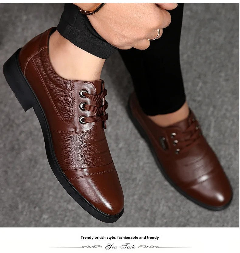 Sapatos masculinos de couro de vaca genuíno, sapatos casuais de negócios