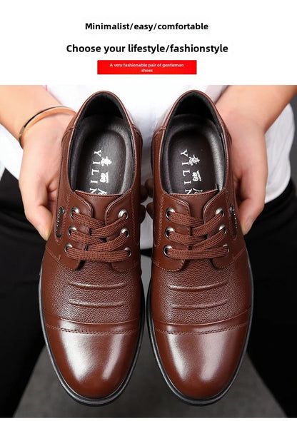 Sapatos masculinos de couro de vaca genuíno, sapatos casuais de negócios