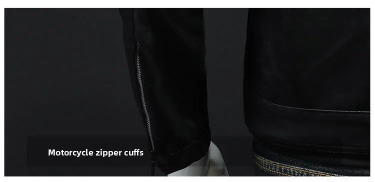 Jaqueta de motocicleta slim fit masculina, casaco de couro com gola elegante