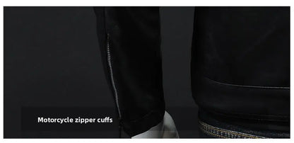 Jaqueta de motocicleta slim fit masculina, casaco de couro com gola elegante