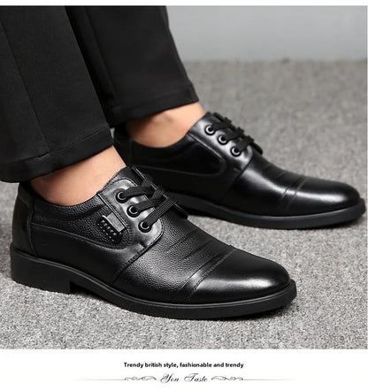 Sapatos masculinos de couro de vaca genuíno, sapatos casuais de negócios