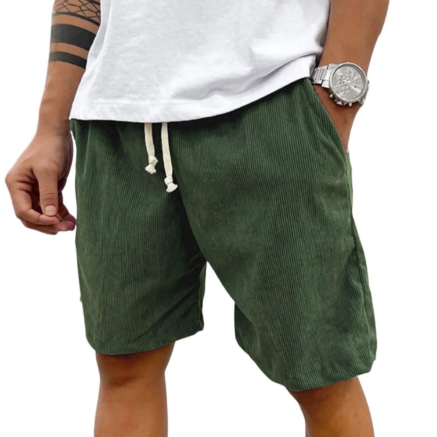 2025 Shorts casuais de veludo masculino – Shorts casuais estilo verão, cintura e