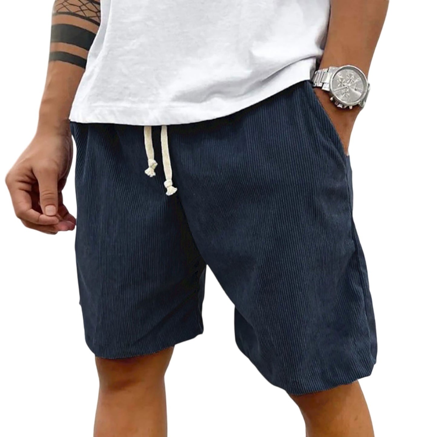 2025 Shorts casuais de veludo masculino – Shorts casuais estilo verão, cintura e