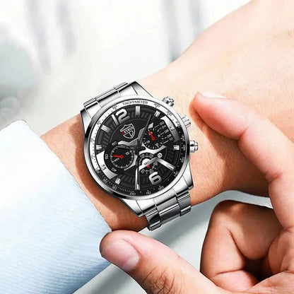 5 pçs conjunto deyros moda masculina calendário relógios negócios aço inoxidável