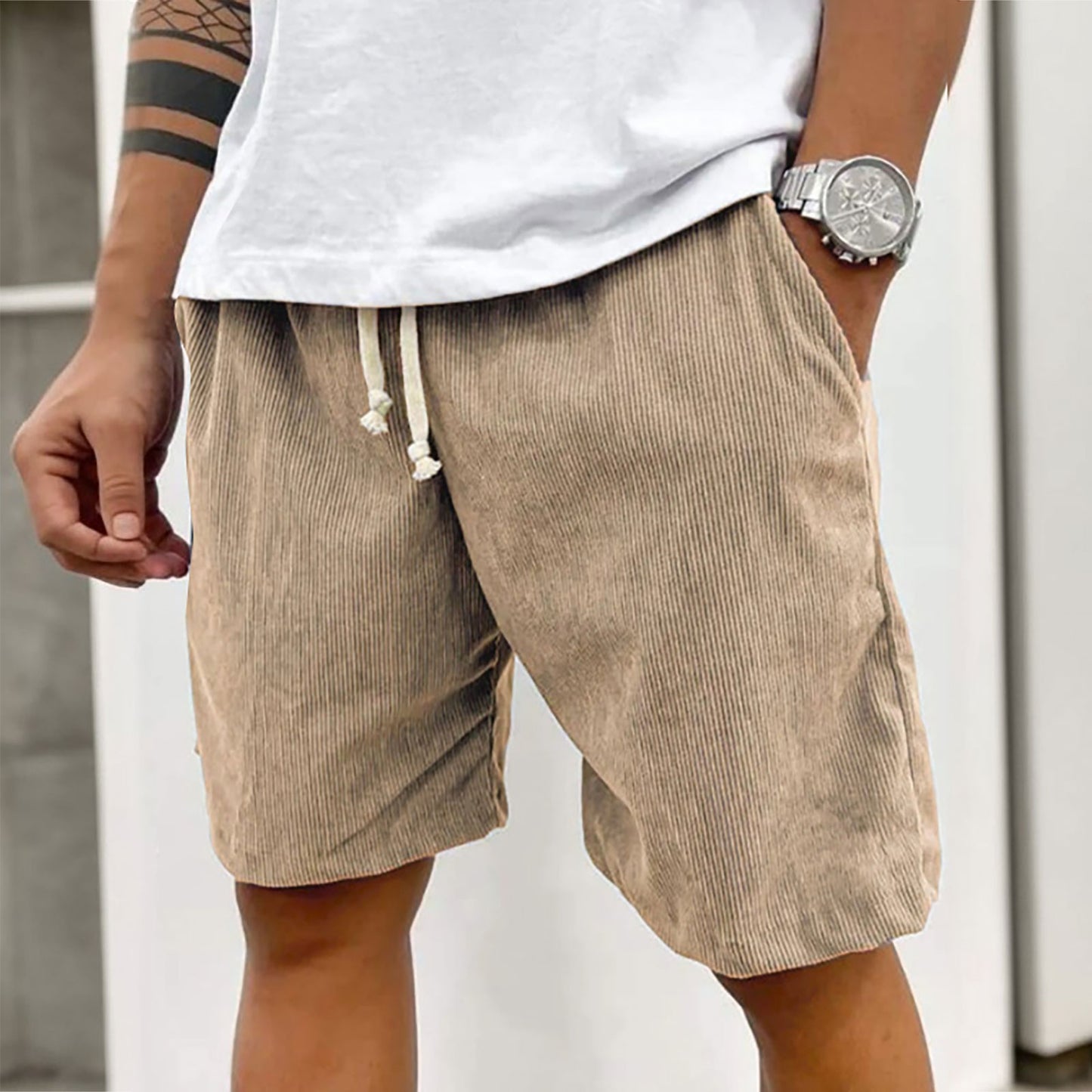 2025 Shorts casuais de veludo masculino – Shorts casuais estilo verão, cintura e