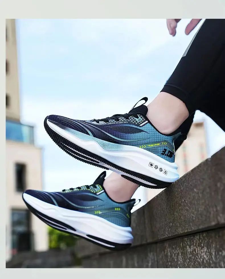 Sapatos esportivos de malha de seda gelo tênis de corrida fundo grosso macio tra