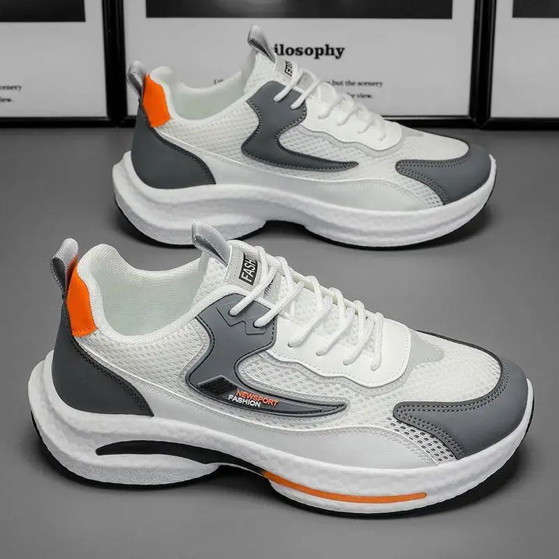 Novos sapatos esportivos de verão masculino 2025 divertido moda malha leve tênis