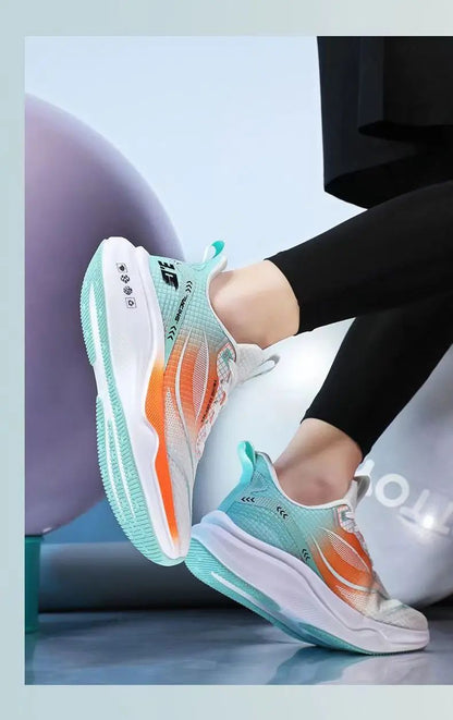 Sapatos esportivos de malha de seda gelo tênis de corrida fundo grosso macio tra