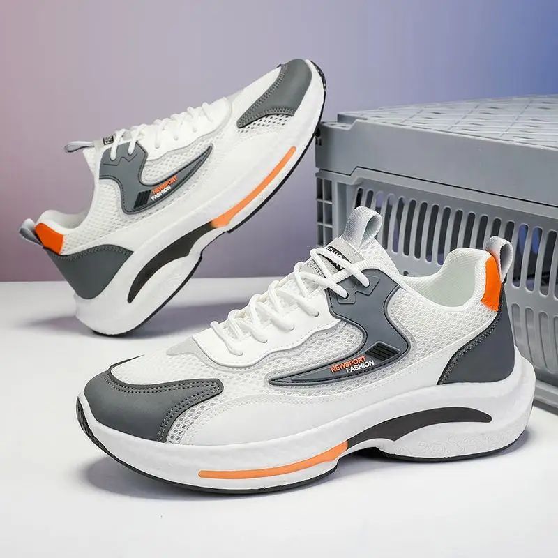 Novos sapatos esportivos de verão masculino 2025 divertido moda malha leve tênis