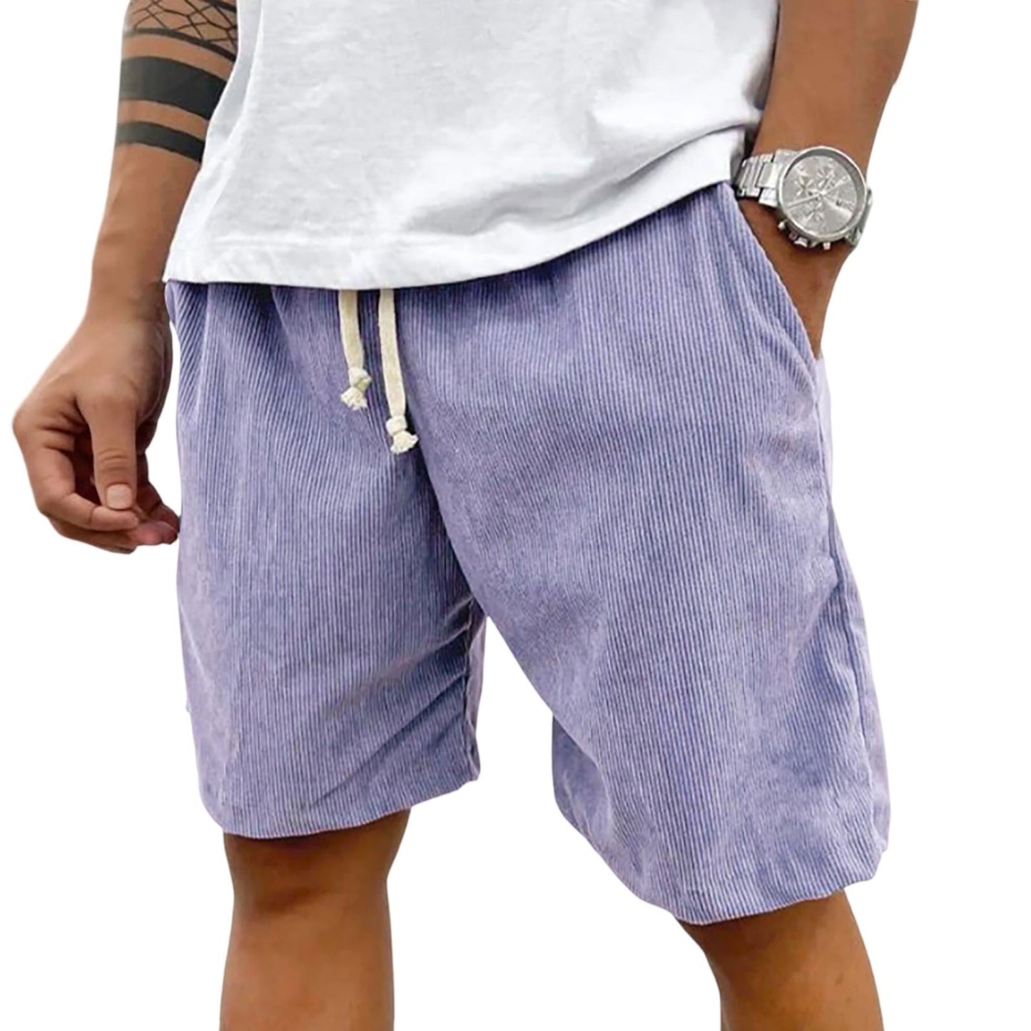 2025 Shorts casuais de veludo masculino – Shorts casuais estilo verão, cintura e