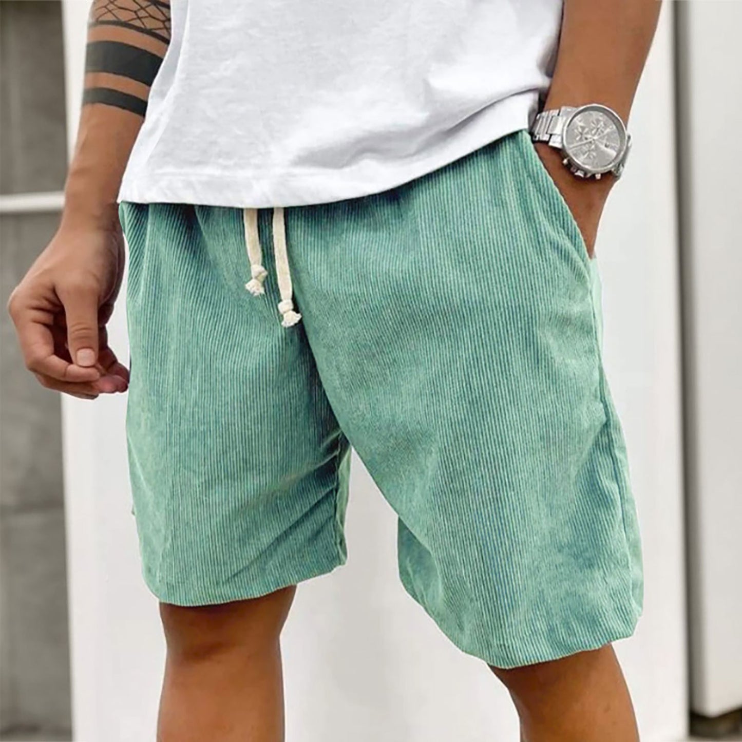 2025 Shorts casuais de veludo masculino – Shorts casuais estilo verão, cintura e
